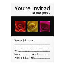Roses pink yellow orange Flowers Personalized Invite