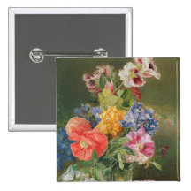 Roses, Poppy and Pelargonia Pinback Buttons