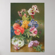 Roses, Poppy and Pelargonia Print