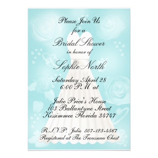 Roses Turquoise Bridal Shower Invitation