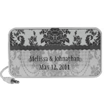 roses white black damask wedding keepsake iphone speaker