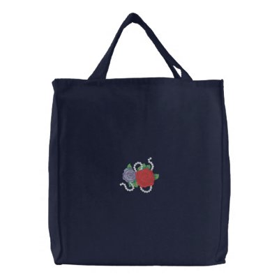 Roses with Beads Embroidered Tote Bag by ZazzleEmbroidery