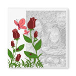 Roses with butterflies template magnet
