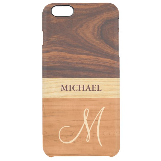 Rosewood Oak Mixed Wood Grain Look - Monogrammed Uncommon Clearlyâ„¢ Deflector iPhone 6 Plus Case