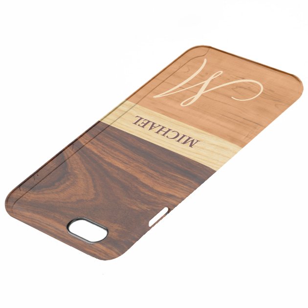 Rosewood Oak Mixed Wood Grain Look - Monogrammed Uncommon Clearlyâ„¢ Deflector iPhone 6 Plus Case-3