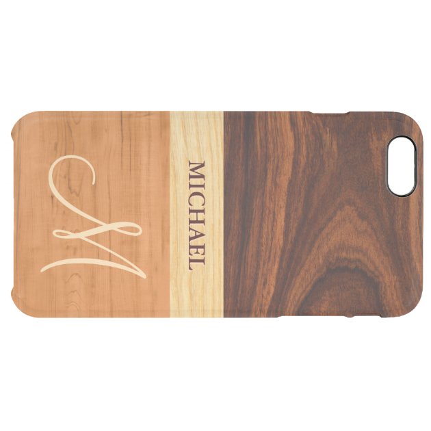 Rosewood Oak Mixed Wood Grain Look - Monogrammed Uncommon Clearlyâ„¢ Deflector iPhone 6 Plus Case-5
