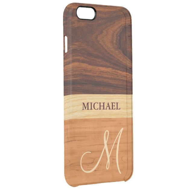 Rosewood Oak Mixed Wood Grain Look - Monogrammed Uncommon Clearlyâ„¢ Deflector iPhone 6 Plus Case-2