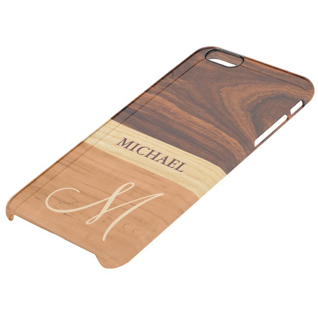 Rosewood Oak Mixed Wood Grain Look - Monogrammed Uncommon Clearlyâ„¢ Deflector iPhone 6 Plus Case-4
