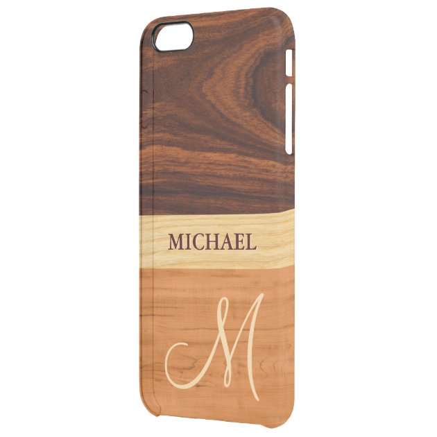 Rosewood Oak Mixed Wood Grain Look - Monogrammed Uncommon Clearlyâ„¢ Deflector iPhone 6 Plus Case
