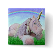 Rosey the unicorn buttons by Faeryhuggles Rosey the unicorn buttons
