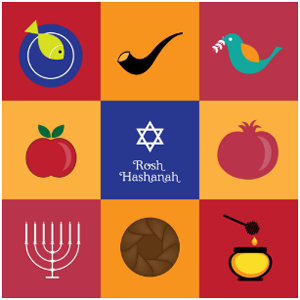 Rosh Hashanah Symbols Flat Card invitation