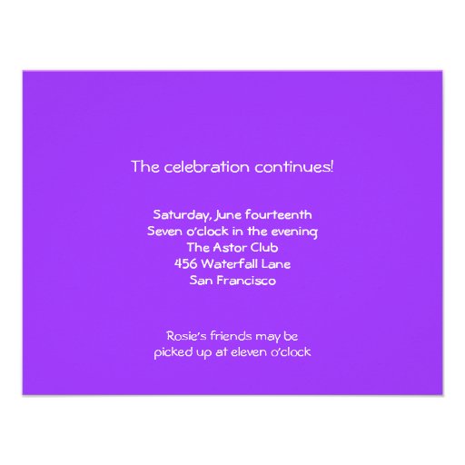 Rosie Bat Mitzvah Sweet 16 Reception Custom Invitations