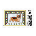 "Rosie" Corgi with Red Rose Postage postage