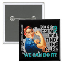 Rosie Keep Calm Peritoneal Cancer.png Pinback Button