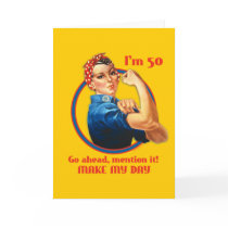 Rosie Riveter 50th Birthday Card by pinkinkart Rosie Riveter 50th Birthday Card