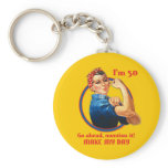Rosie Riveter 50th Birthday Keychain