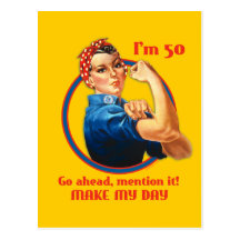 Rosie Riveter 50th Birthday Postcard