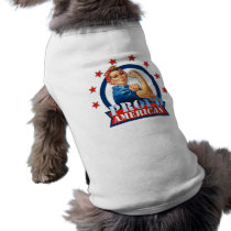 Rosie Riveter Proud American Dog T-shirt pet clothing by pinkinkart Rosie Riveter Proud American Dog T-shirt pet clothing