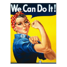 Rosie Riveter Vintage Propaganda Postcard
