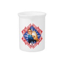 Rosie The Riveter Fight Like a Girl Patriotic Drink Pitcher