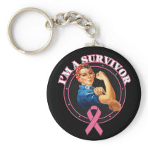 Rosie The Riveter I'm A Survivor Breast Cancer Keychains