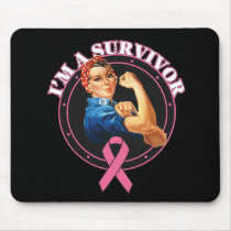 Rosie The Riveter I'm A Survivor Breast Cancer Mouse Pad