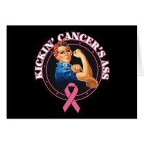 Rosie The Riveter Kickin Breast Cancer's Ass Greeting Cards