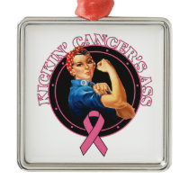 Rosie The Riveter Kickin Breast Cancer's Ass Christmas Ornament