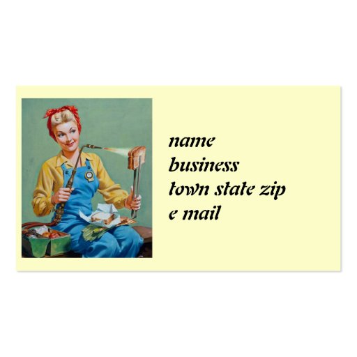 Rosie the Riveter Makes Toasted Cheese Business Cards (front side)