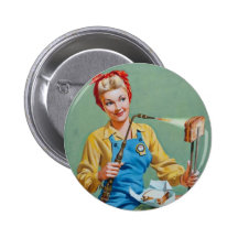 Rosie the Riveter Makes Toasted Cheese Pinback Button