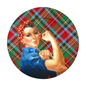 Rosie the Riveter Tartan Yes Button Cover Pack Of Small Button Covers