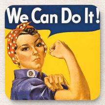 Rosie the Riveter We Can Do It Vintage Drink Coaster