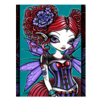 rosie, rose, tattoo, fairy, red, purple, cute, twinkle, pixie, big, eyed, Postcard with custom graphic design