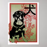 Rottweiler Asian Inspired Illustration Poster