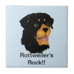 Rottweiler - Blue w/ White Diamond Design Tile