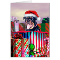 Rottweiler Christmas Surprise cards