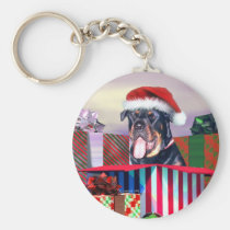 Rottweiler Christmas Surprise keychains
