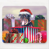 Rottweiler Christmas Surprise Mousepad