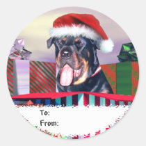 Rottweiler Christmas Surprise stickers
