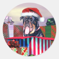 Rottweiler Christmas Surprise stickers