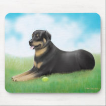 Rottweiler Dog and His Ball mousepads