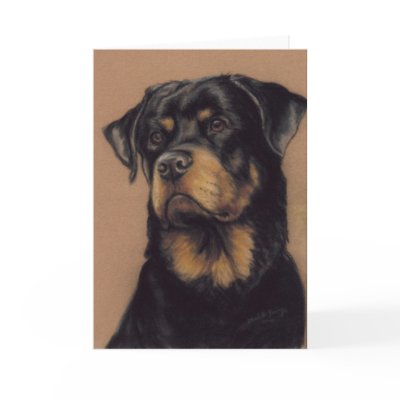 "Rottweiler" Dog Art Blank Notecard by CharlottesWebArt