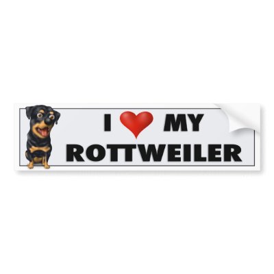 Rottweiler Love Sticker Bumper Stickers by cartoondogs