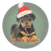 Rottweiler Puppy Santa Paws gifts stickers by friskybiz Rottweiler Puppy Santa Paws gifts stickers