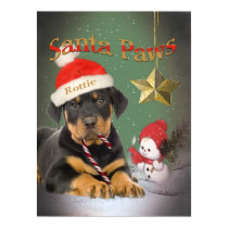 Rottweiler Puppy Santa Paws Print