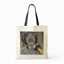 Rottweiler puppy tote bags