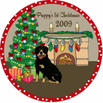 Rottweiler Puppy's First Christmas Ornament 2009 photo sculptures by freespiritdesigns Rottweiler Puppy's First Christmas Ornament 2009 photo sculptures