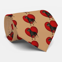 Rottweiler Red Heart Dog Lover Neck Tie