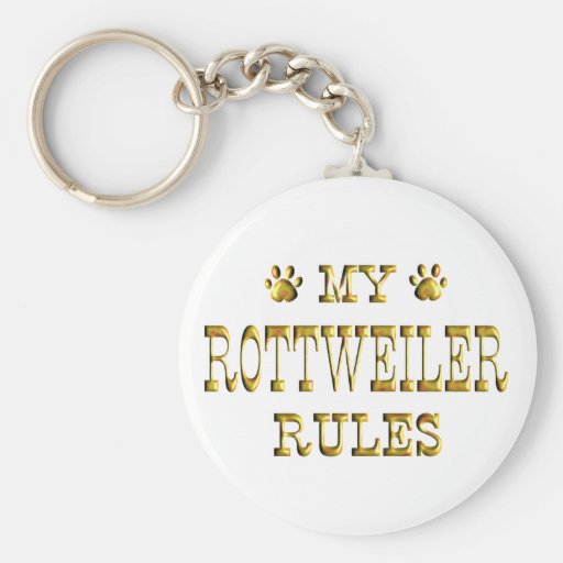Rottweiler Rules Gold Keychain