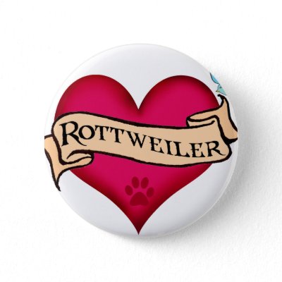 Rottweiler Tattoo Heart Pinback Button by dogsandhorses